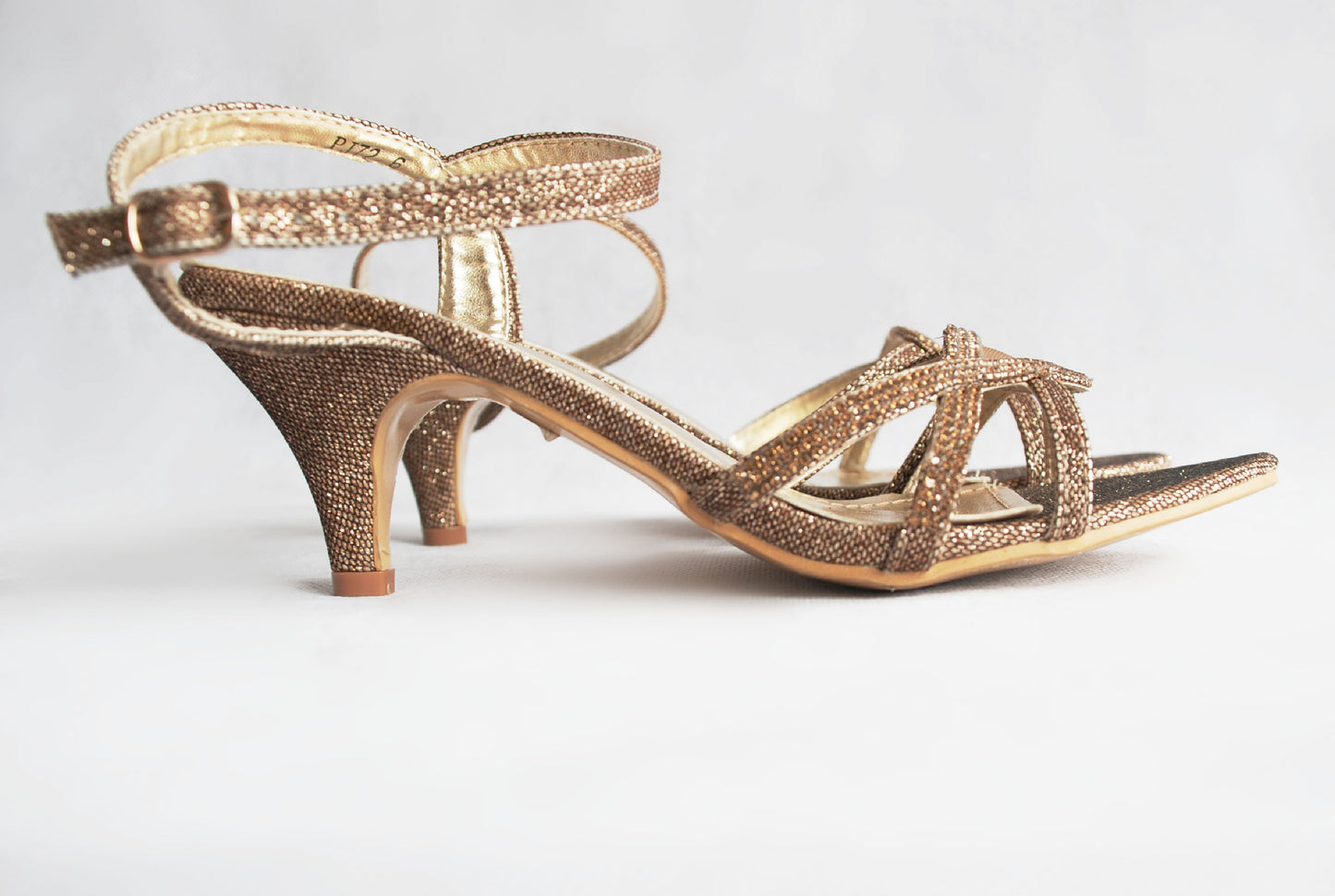 Women's Low Kitten Bronze Strappy Sandal