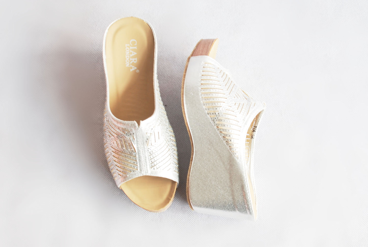 Women's Silver Wedge Mule