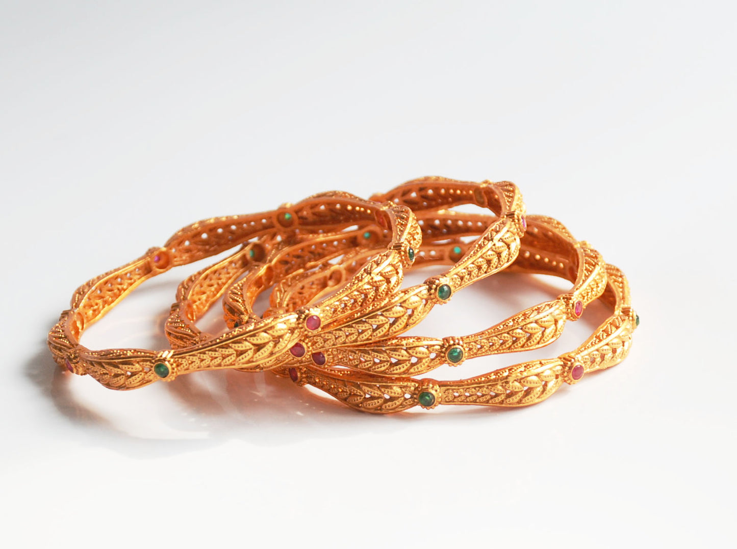 Mango Gold Bangles - Leaf Shaped Set of 4