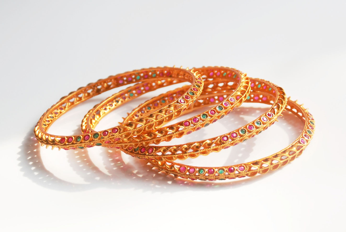 Mango Gold Bangles - Fish Scale Effect Set of 4