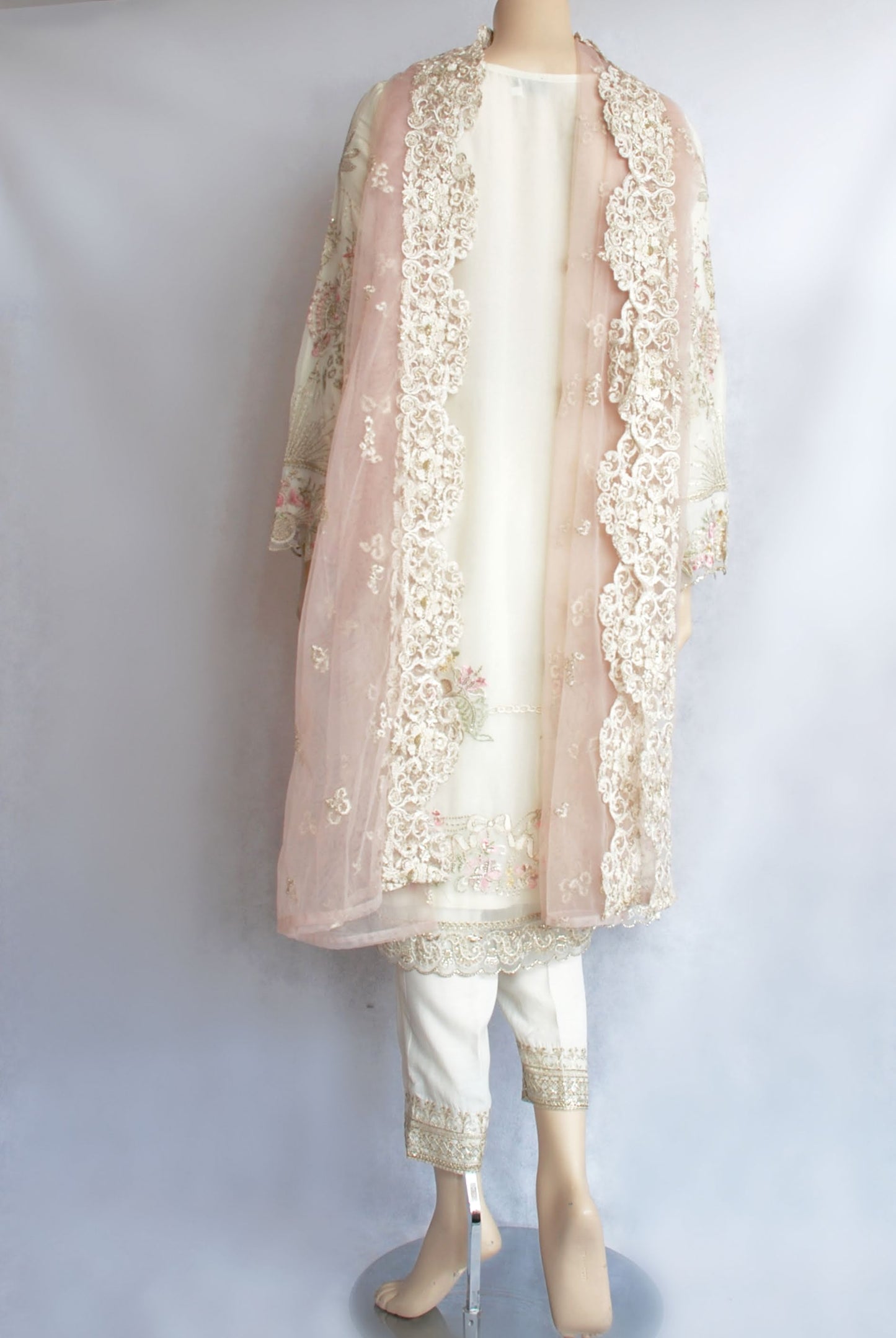 Cream & Powder Pink Trouser Suit