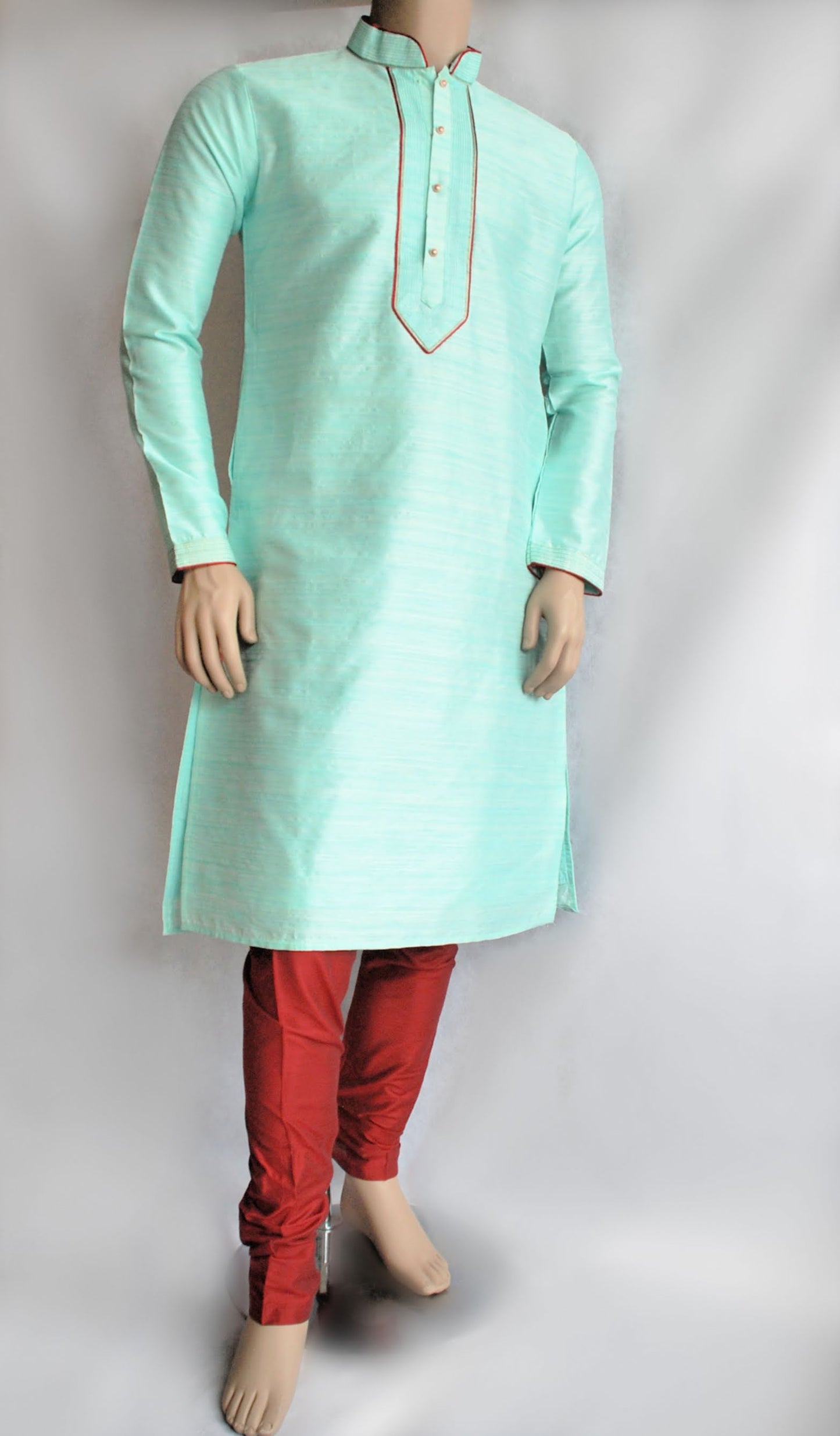 Pale Mint & Maroon Kurta Pajama