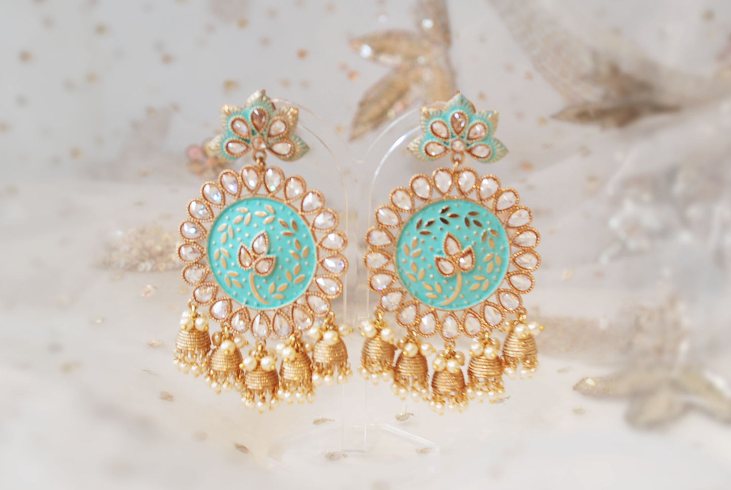 Mint Meena Pearl Earring