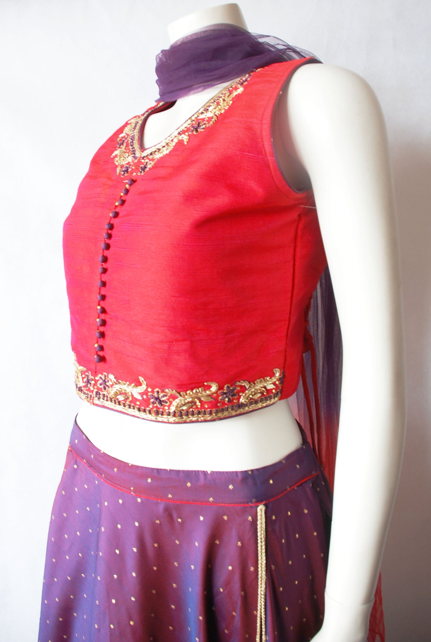 Teen Girls Cherry & Purple Lengha